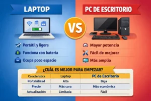 Diferencia entre laptop y PC de escritorio comparativa
