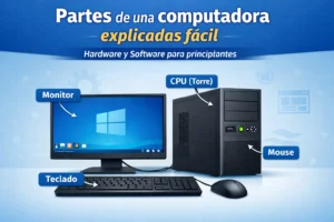 Partes de una computadora explicadas fácil mostrando hardware y software para principiantes